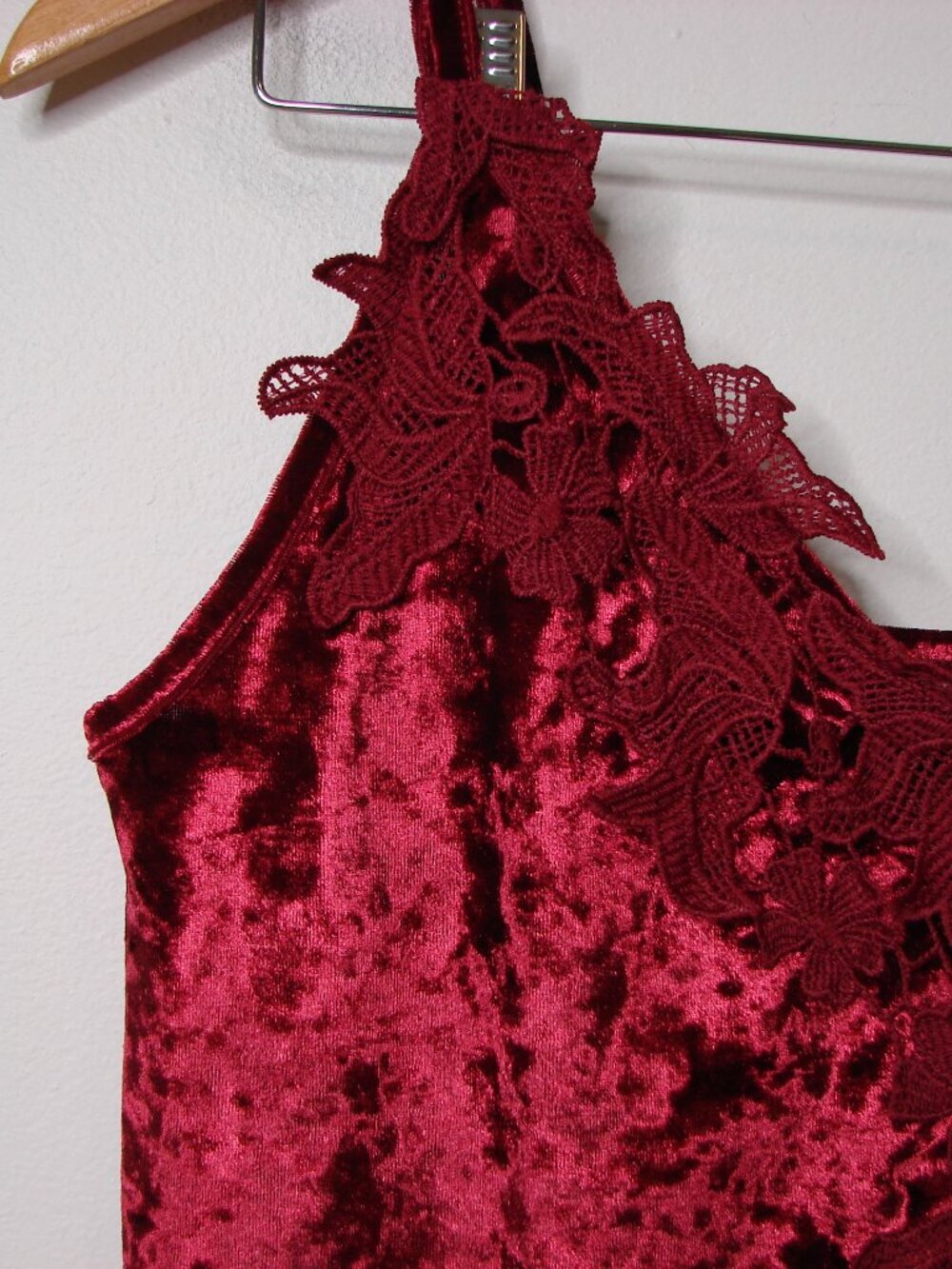 Vintage Y2K Burgundy Velvet Lace Camisole Babydoll Fairy Goth Whimsigoth Small - Picture 8 of 14